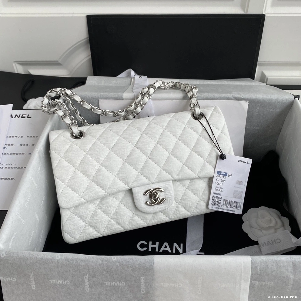 Hyper Peter Calfskin Large 2.55 Leather A01112 CHANEL Flap White Bag 0801